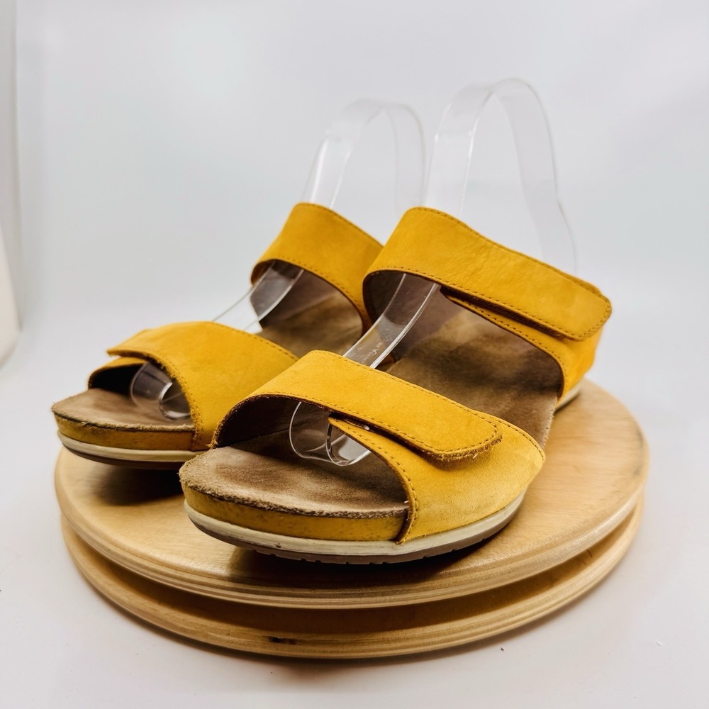 Dansko Vienna Sandals Shoes Womens 10.5 41 yellow Leather Slide Wedge Comfort - Picture 2 of 7